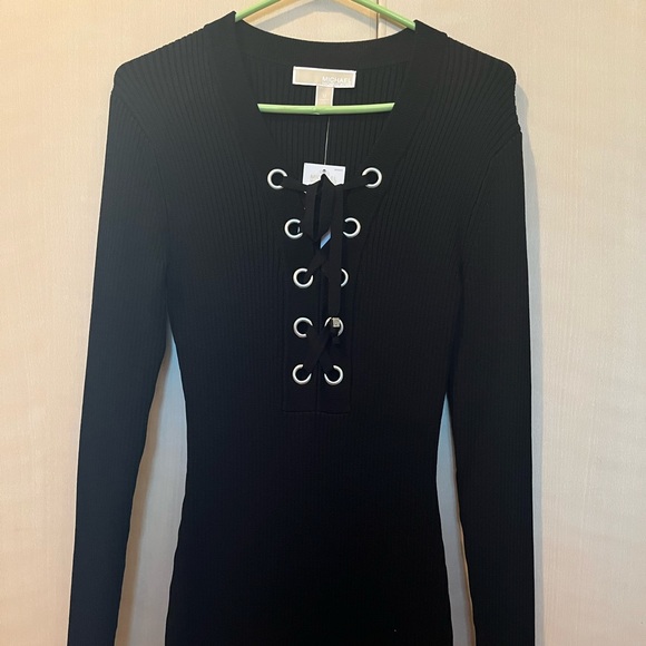 Michael Kors Lace-Up Ribbed Dress - Size Medium - Picture 2 of 2